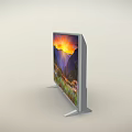 LG TV Displaying Beautiful Sunset Over Mountain Meadow With Purple Flowers
