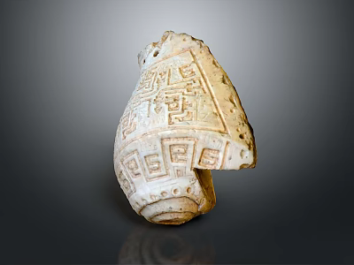 Ancient Turtle Shell Adorned With Intricate Carved Patterns And Textured Surface Details 3d model