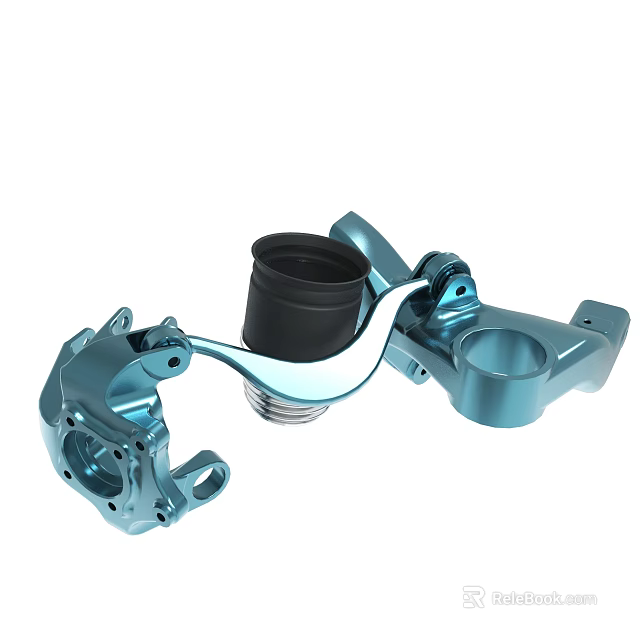 Blue Aluminum Mechanical Parts With Connector Bracket Sleeve Assembly And Multiple Holes 3d model 