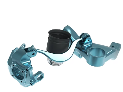 Blue Aluminum Mechanical Parts With Connector Bracket Sleeve Assembly And Multiple Holes 3d model