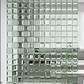 Stylish Modern Interior Wall Design Featuring Glass Blocks And Metal Grid Structures