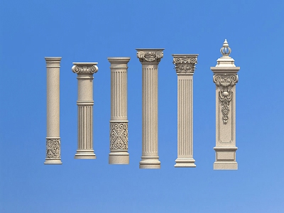 European style villa Roman column building exterior wall column model