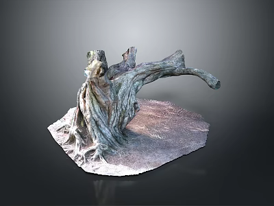 Wooden Stone Sculpture With Natural Tree Root Texture And Solid Base 3d model