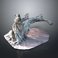 Wooden Stone Sculpture With Natural Tree Root Texture And Solid Base