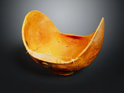 Unique Artisanal Orange Bowl Featuring Textured Surface And Visible Cracks 3d model