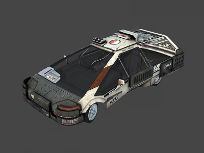 Futuristic Black And White Concept Car With Streamlined Body And Tech Details 3d model