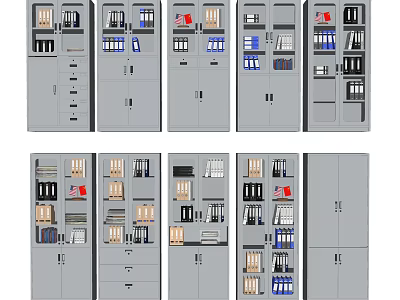 Modern Bookcase Designs With Multiple Storage Compartments And File Storage Units 3d model