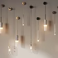 Modern Wall Lamps With Sleek Metal Bases And Transparent Glass Shades Illuminated