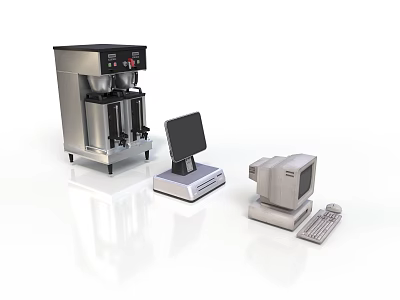 Electronic Appliances Display Featuring Coffee Machine Monitor Computer Tower And Keyboard 3d model