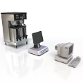 Electronic Appliances Display Featuring Coffee Machine Monitor Computer Tower And Keyboard
