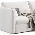 Modern Sofa Interior Design with Cozy Neutral Pillows and Striped Blanket 3d model