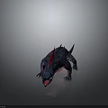 Fantasy Creature Character With Blue Skin Red Spikes Open Mouth And Pink Underbelly