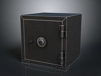 Black Metal Security Safe With Round Lock Hinges And 3D Rendered Design 3d model