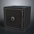 Black Metal Security Safe With Round Lock Hinges And 3D Rendered Design 3d model
