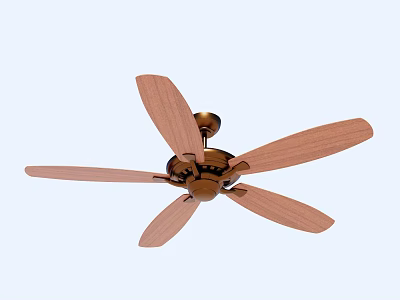 Air Conditioner Ceiling Fan With Five Wooden Blades For Modern Home Cooling 3d model