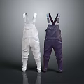 Stylish White and Purple Overalls with Adjustable Straps for Daily Casual Wear