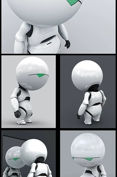 Smart Robot With White Body Green Eyes And Round Compact Modern Design 3d model Smart Robot With White Body Green Eyes And Round Compact Modern Design 3d model