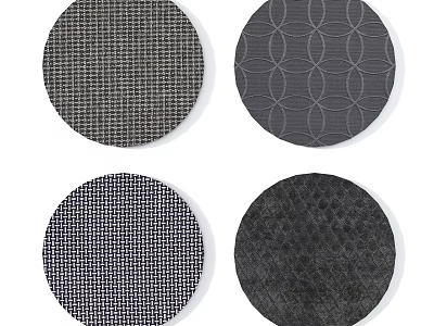 Four Stylish Round Rugs With Different Geometric And Textured Patterns 3d model