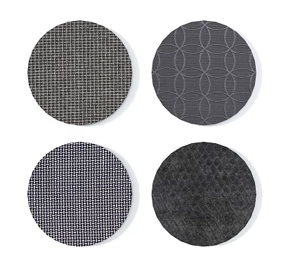 Four Stylish Round Rugs With Different Geometric And Textured Patterns 3d model