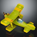 Green and Yellow Toy Airplane with Propeller Cockpit Window and Round Wing Markings