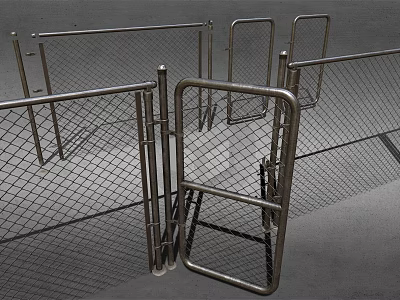 Heavy Duty Metal Mesh Railing And Gate For Industrial Sites 3d model Heavy Duty Metal Mesh Railing And Gate For Industrial Sites 3d model