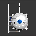 Stainless Steel Industrial Reactor with Blue Agitator Pipes and Support Structure
