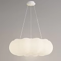 White Cloud Shaped Pendant Light Hanging With White Strings Against Grey Background
