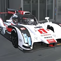 Audi White And Black Race Car With Number 1 And Mobil Sponsor Logos