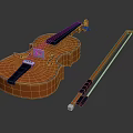 Orange Household Violin With Matching Bow For Daily Musical Decor Use