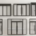 Various Modern Double Doors with Black Frames Glass Panels and Different Designs 3d model