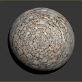 Decorative Stone Sphere With Textured Surface And Various Colored Stones On Gray Background 3d model