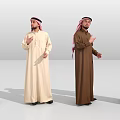 Arab Men In Traditional Robes With Different Colors And Headscarves Posing