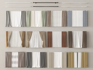 Modern Curtain Gauze Curtain Fabric Curtain Pleated Curtain 3d model