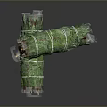 Wood And Stone Bundled In Green Net Rolls As Natural Construction Materials