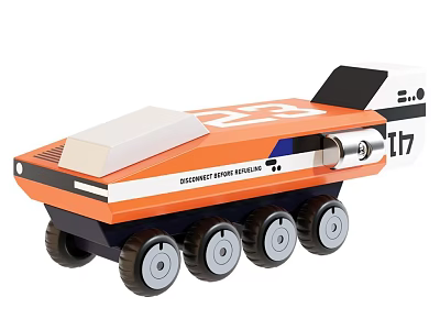 Stylish Orange and White Electric Toy Car with Multiple Wheels and Modern Design 3d model