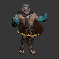 Muscular Greek Style Warrior Character With Blue Arms Red Cape And Decorative Belt