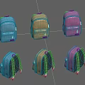 Assorted Color Backpacks In Blue Yellow And Pink With Front Pockets And Black Straps