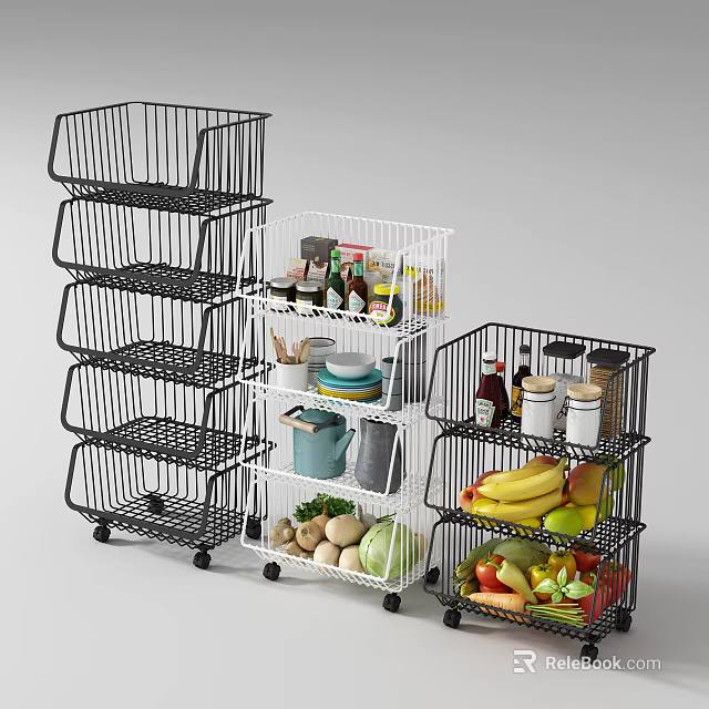Bathroom Cabinet Rack Multi Layer Metal Storage with Wheels for Organizing Items 3d model 