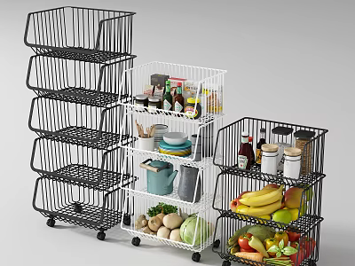 Bathroom Cabinet Rack Multi Layer Metal Storage with Wheels for Organizing Items 3d model