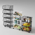 Bathroom Cabinet Rack Multi Layer Metal Storage with Wheels for Organizing Items 3d model