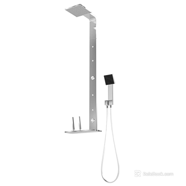 Modern Stainless Steel Shower Faucet With Wall Mounted Bracket And Handheld Head 3d model 