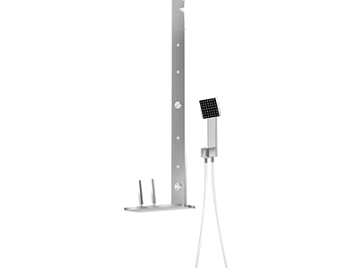 Modern Stainless Steel Shower Faucet With Wall Mounted Bracket And Handheld Head 3d model