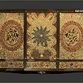 Handcrafted Decorative Ornament Set With Octagonal Inlaid Design And Colorful Floral Patterns