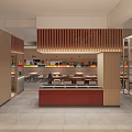 Modern Restaurant Interior With Long Wooden Tables And Colorful Wall Decorations
