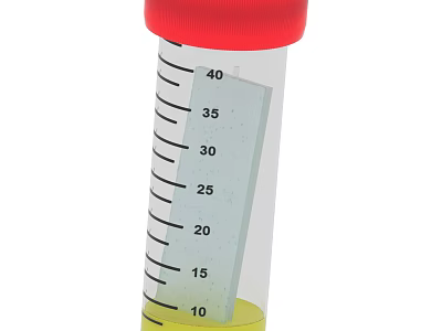 Ceramic Measuring Cup With Red Lid Graduation Marks From 10 To 40 Containing Yellow Liquid 3d model