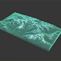 3D Garden Landscape Model Showcasing Mountain Ranges Vegetation and Water Bodies