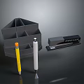 Practical Office Supplies Organizer with Multi Compartment Storage Box Yellow White Pens and Black Stapler