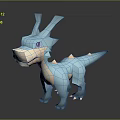 Blue Low Poly Style Dragon 3D Model With Red Eyes And Spiked Back 3d model