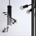 Modern Black Metal Chandelier With White Spherical Bulbs Multiple Hanging Arms And Sleek Design