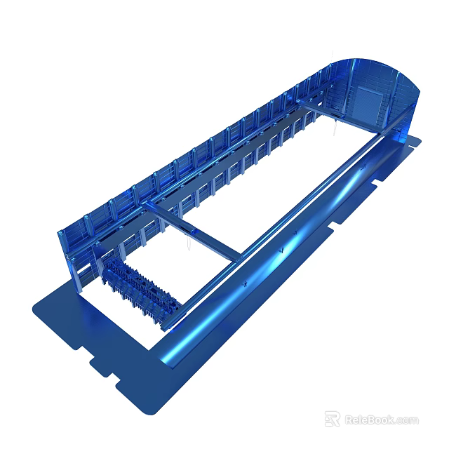 Detailed Blue Industrial 3D Model With Multiple Compartments And Structural Design 3d model 